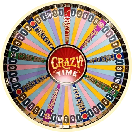 Roda do Crazy Time com n&uacute;meros e b&ocirc;nus ao vivo